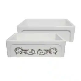 Whitehaus - St. Ives Ornamental 33" Reversible Fireclay Kitchen Sink - White