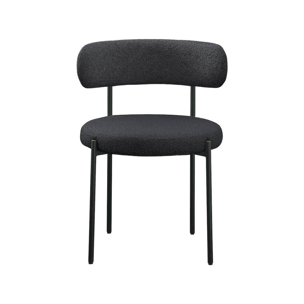 Alt View 2. Meridian Furniture - Beacon Black Boucle Fabric Dining Chair, Set of 2 - Black.