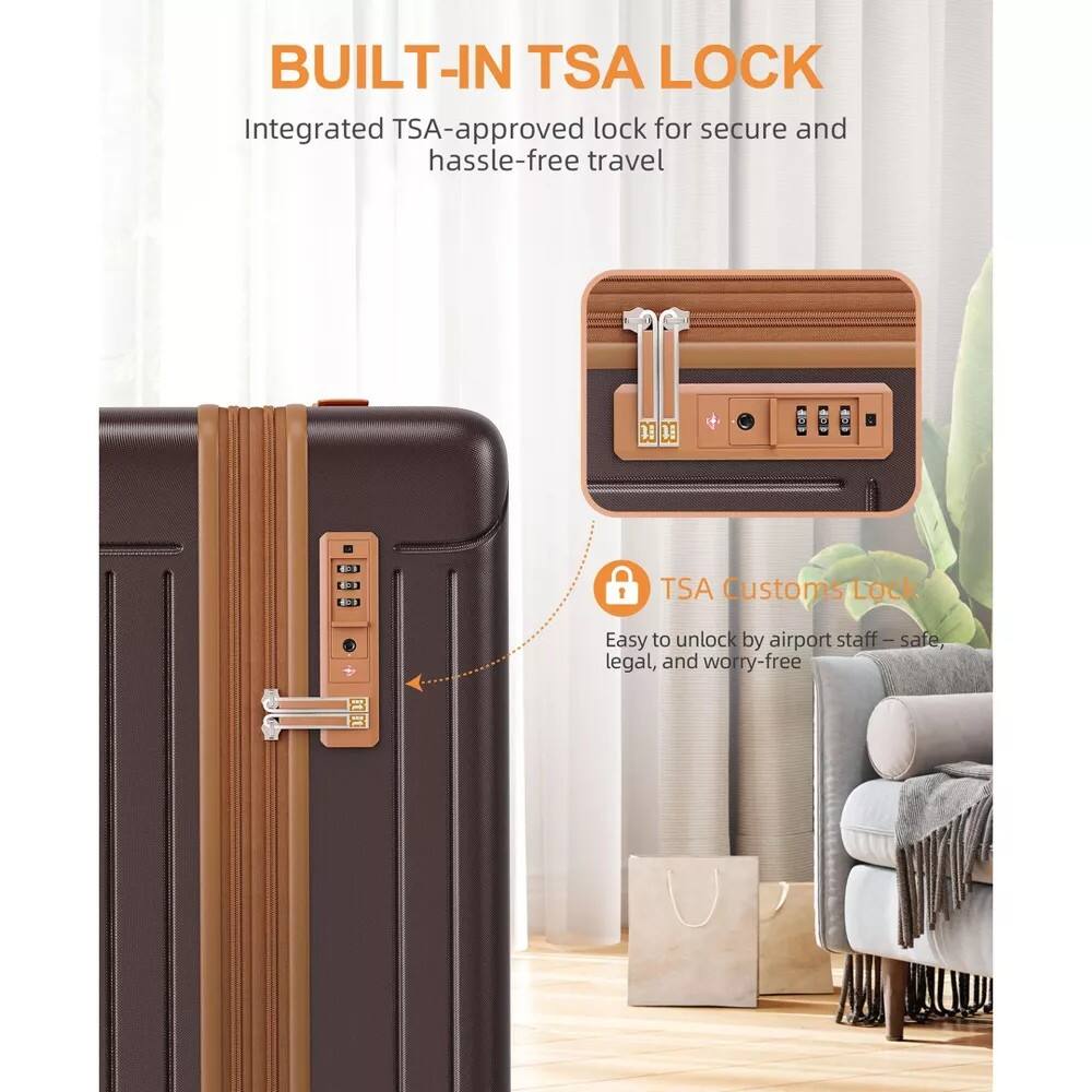 BUILT-IN TSA LOCK  
Integrated TSA-approved lock for secure and hassle-free travel  

TSA Customs Lock  
Easy to unlock by airport staff – safe, legal, and worry-free