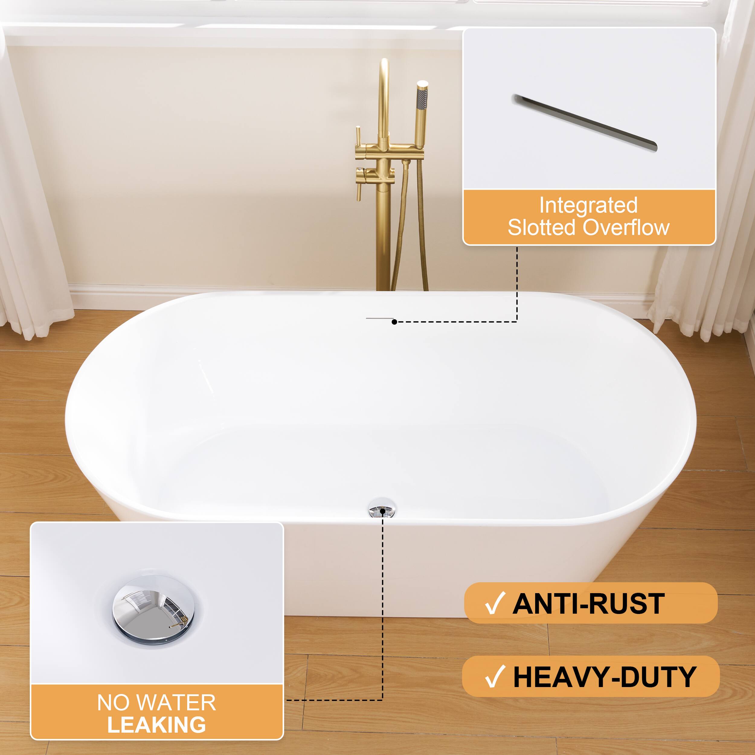 Integrated Slotted Overflow  
ANTI-RUST  
NO WATER LEAKING  
HEAVY-DUTY