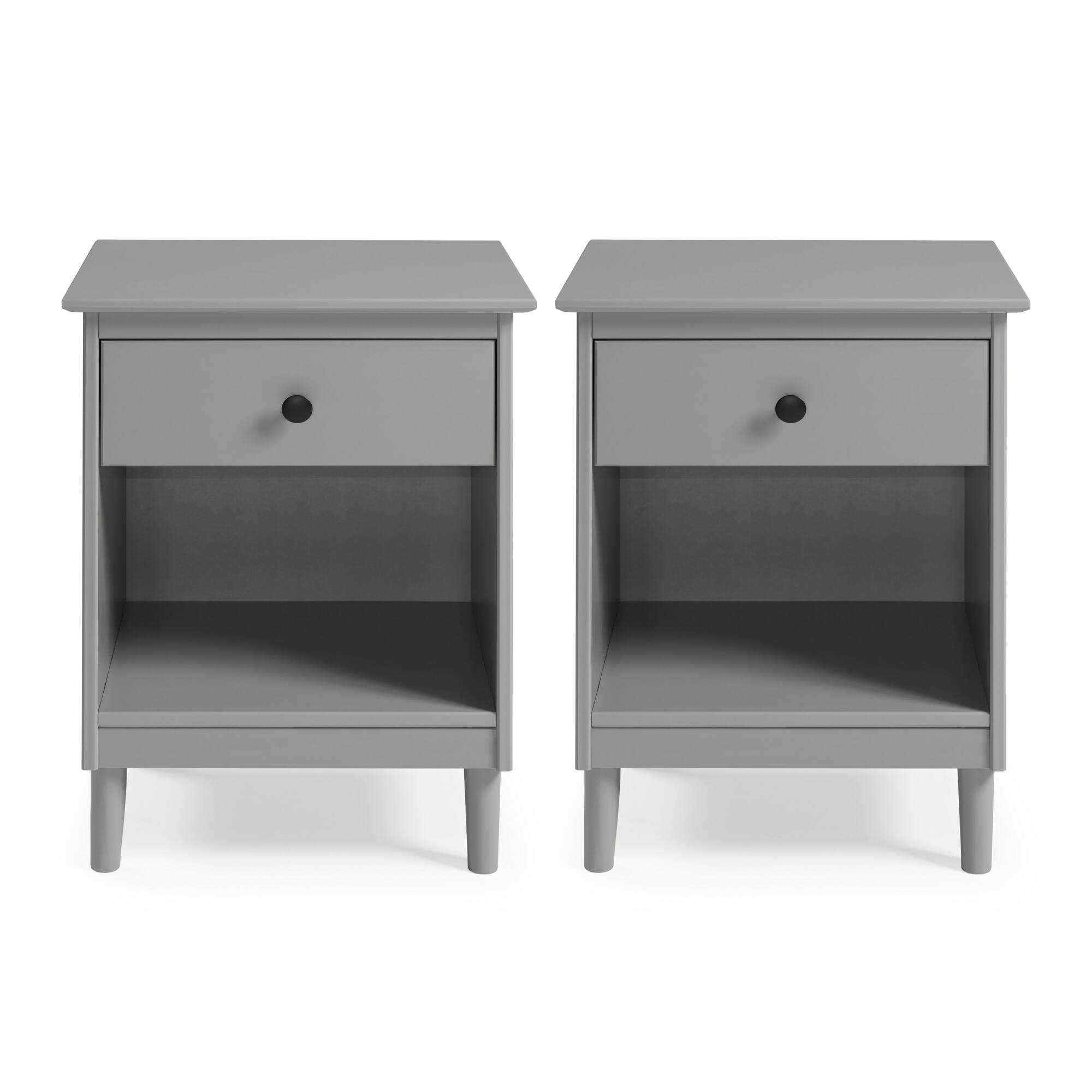 Front. Walker Edison - Modern 2-Piece 1-Drawer Nightstand Set - Grey.