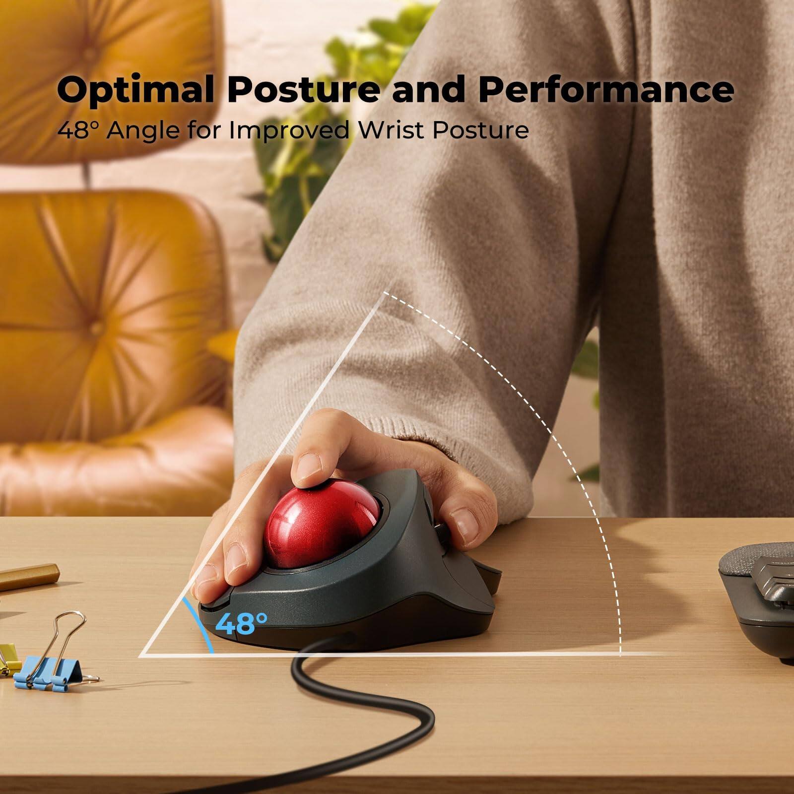 Optimal Posture and Performance  
48° Angle for Improved Wrist Posture
