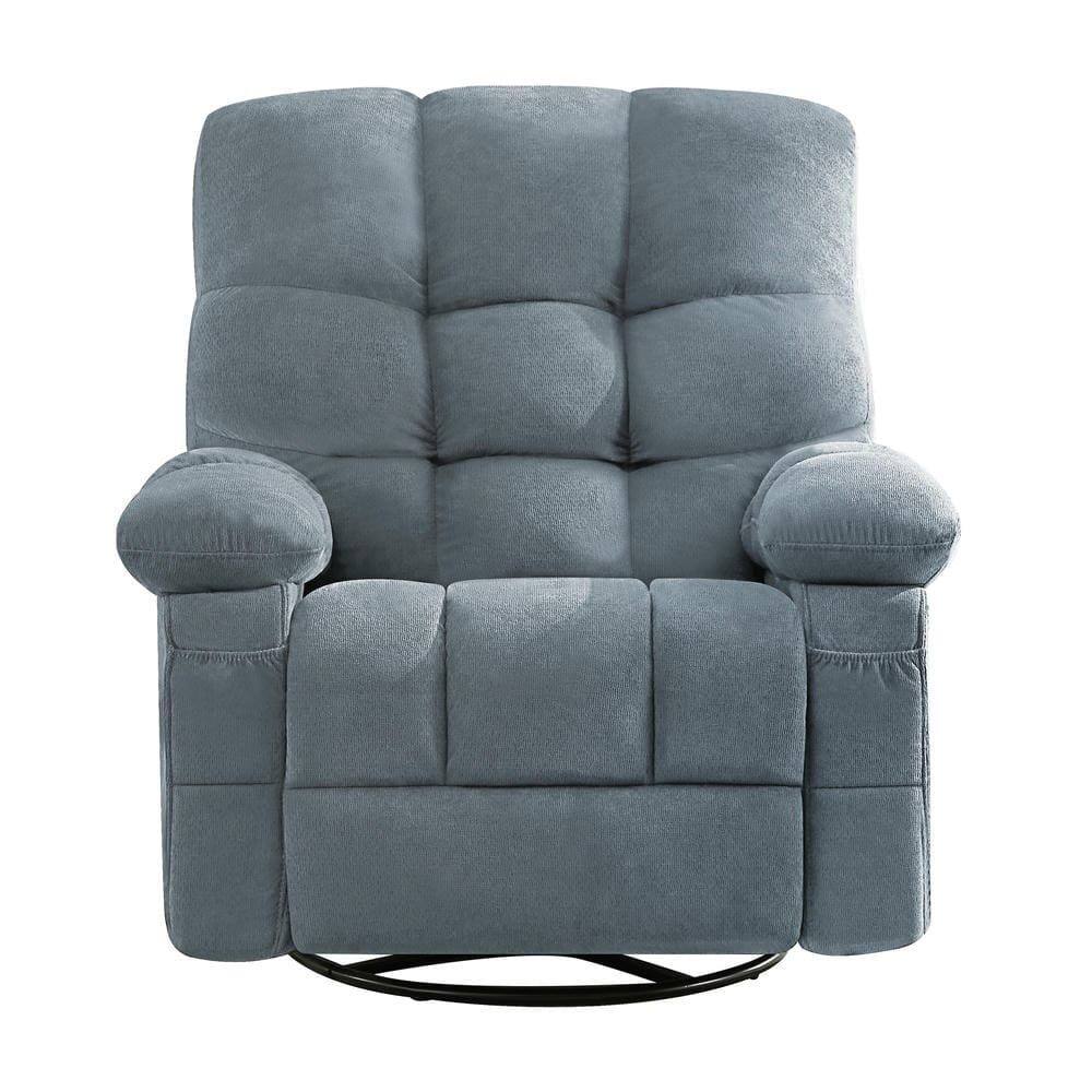 Alt View 4. Kadyn - Oversized Swivel Recliner Chair with Massage & Heat, 350lb Capacity, 8 Vibration Modes, USB Port, Light Gray-Blue - Blue.