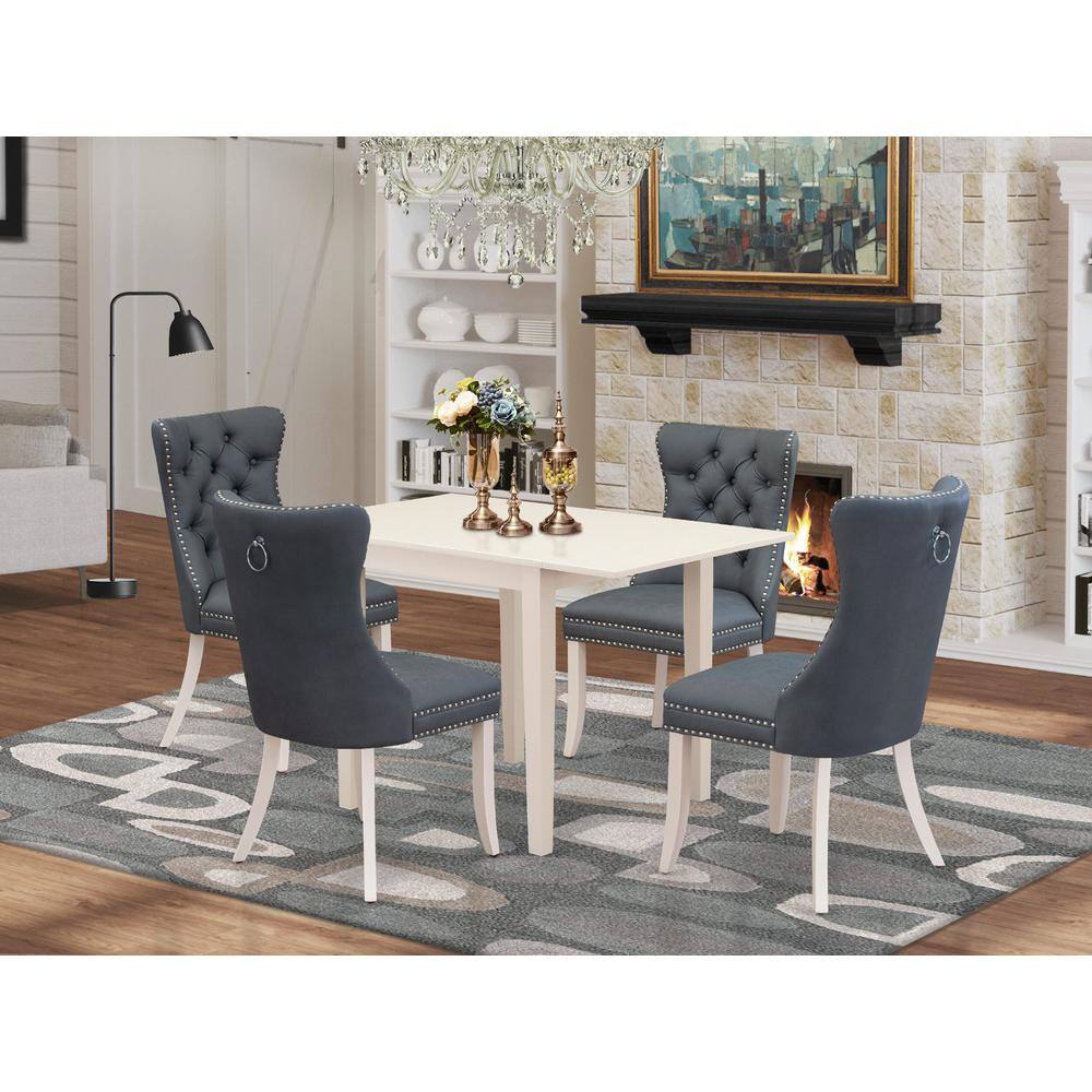 Alt View 3. East West Furniture - 5 Piece Dining Table Set Contains a Rectangle Kitchen Table with Dropleaf - White.
