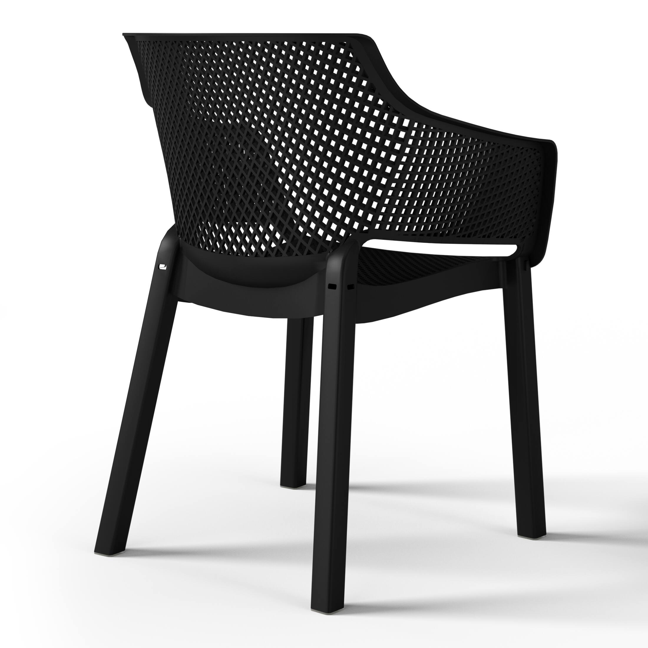 Alt View 2. WestinTrends - WestinTrends Playa Outdoor Modern Stackable Plastic Resin Patio Dining Armchair (Set of 4) - Black.