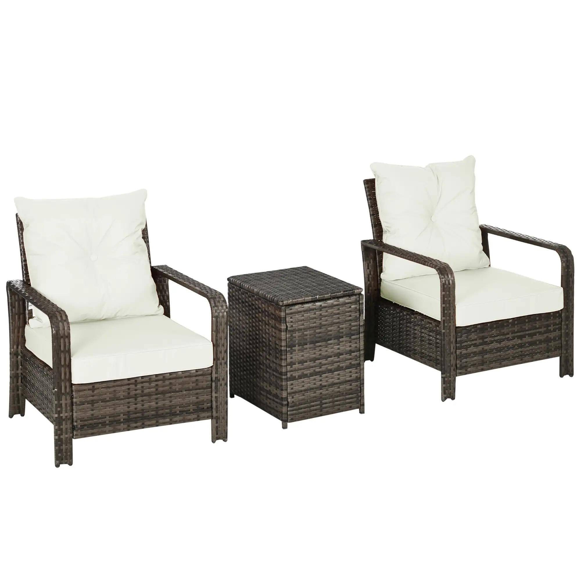 Angle. Resenkos - Resenkos 3 Pieces Patio Furniture, Outdoor Sectional Furniture, PE Rattan, Beige - Beige.
