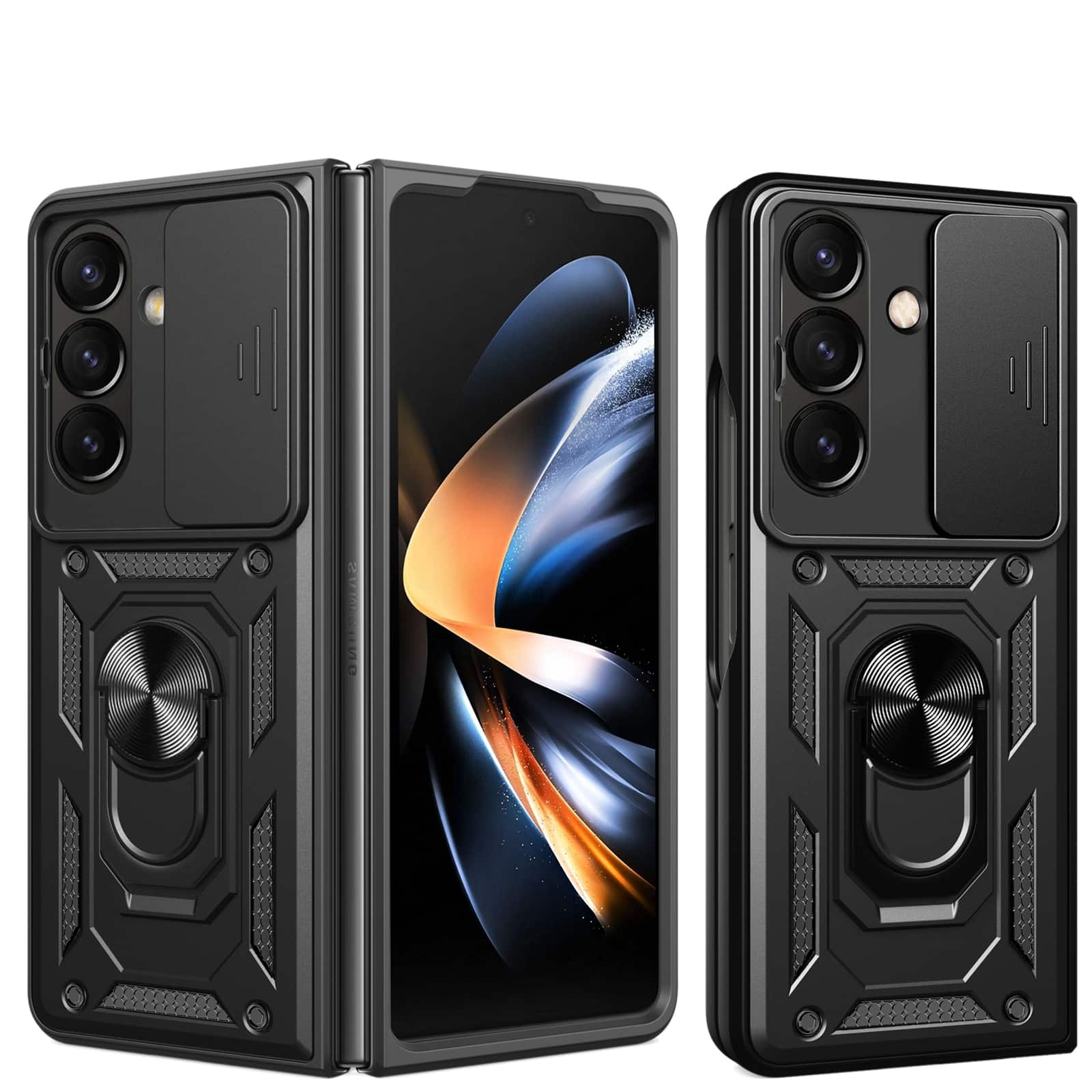 Dteck - Ring Stand Cover for Samsung Galaxy Z Fold 8 Ultra with Slide Lens Protection, Magnetic Car Mount Holder PC TPU Cover - Black price history on PriceWatchPro