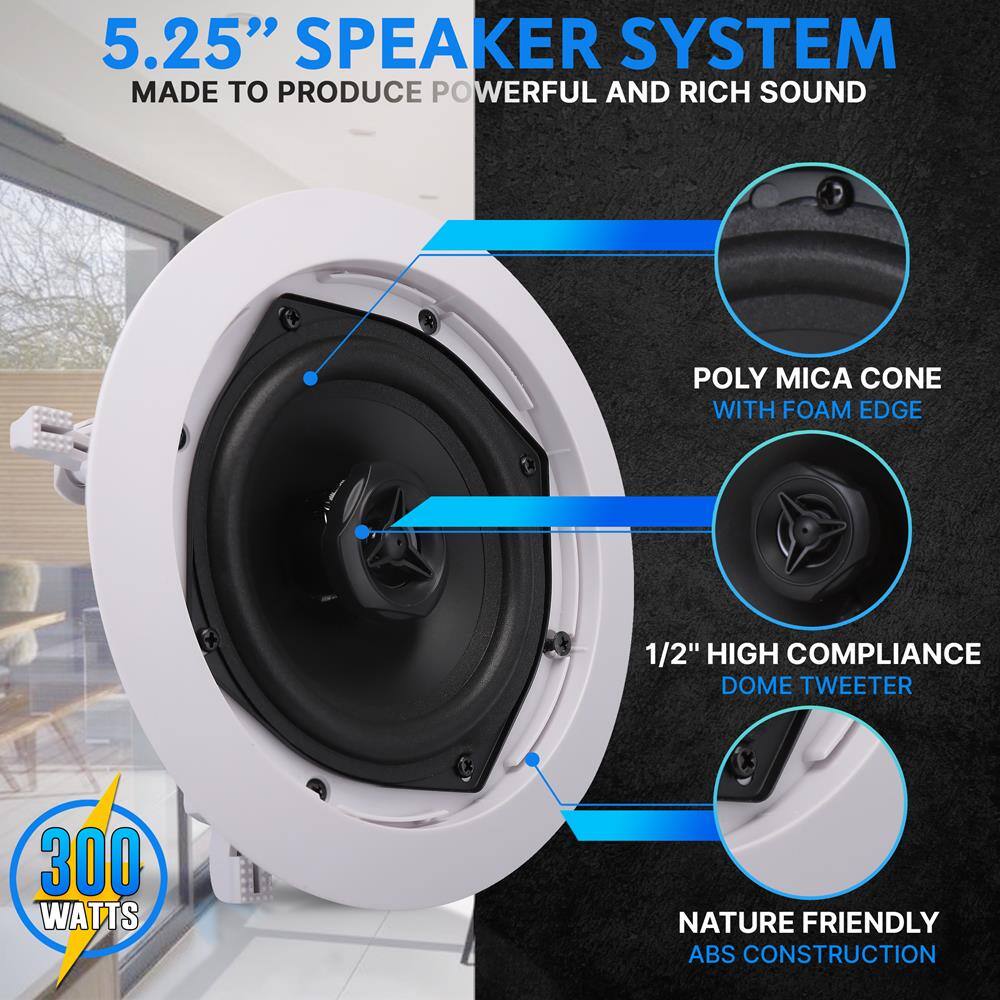 5.25" SPEAKER SYSTEM  
MADE TO PRODUCE POWERFUL AND RICH SOUND  

- POLY MICA CONE WITH FOAM EDGE  
- 1/2" HIGH COMPLIANCE DOME TWEETER  
- 300 WATTS  
- NATURE FRIENDLY ABS CONSTRUCTION