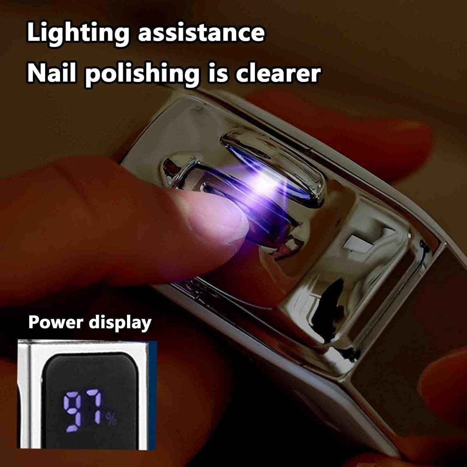 Lighting assistance  
Nail polishing is clearer  
Power display 97%