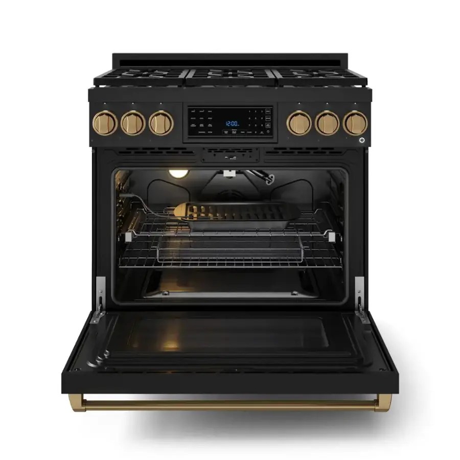 Alt View 11. Thor Kitchen - Gordon Ramsay Series by Thor Kitchen 6.0 Cu. Ft Freestanding Gas Range with Bronze Hardware - Black.