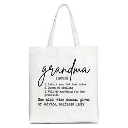 OrnamentallyYou - Grandma Definition Canvas Tote Bag, Funny Gift Shopper for Nana - White
