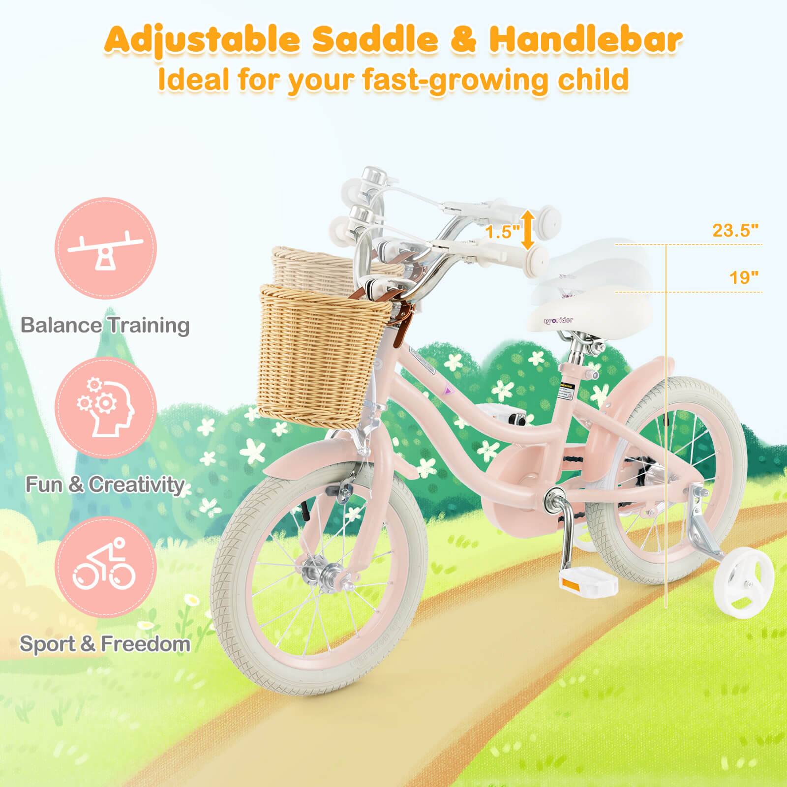 Adjustable Saddle & Handlebar  
Ideal for your fast-growing child  

1.5"  
23.5"  
19"  

Balance Training  
Fun & Creativity  
Sport & Freedom