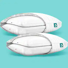 Sleepgram - Bed Support Sleeping Pillow with Cover, Queen Size, (2 Pack) - White
