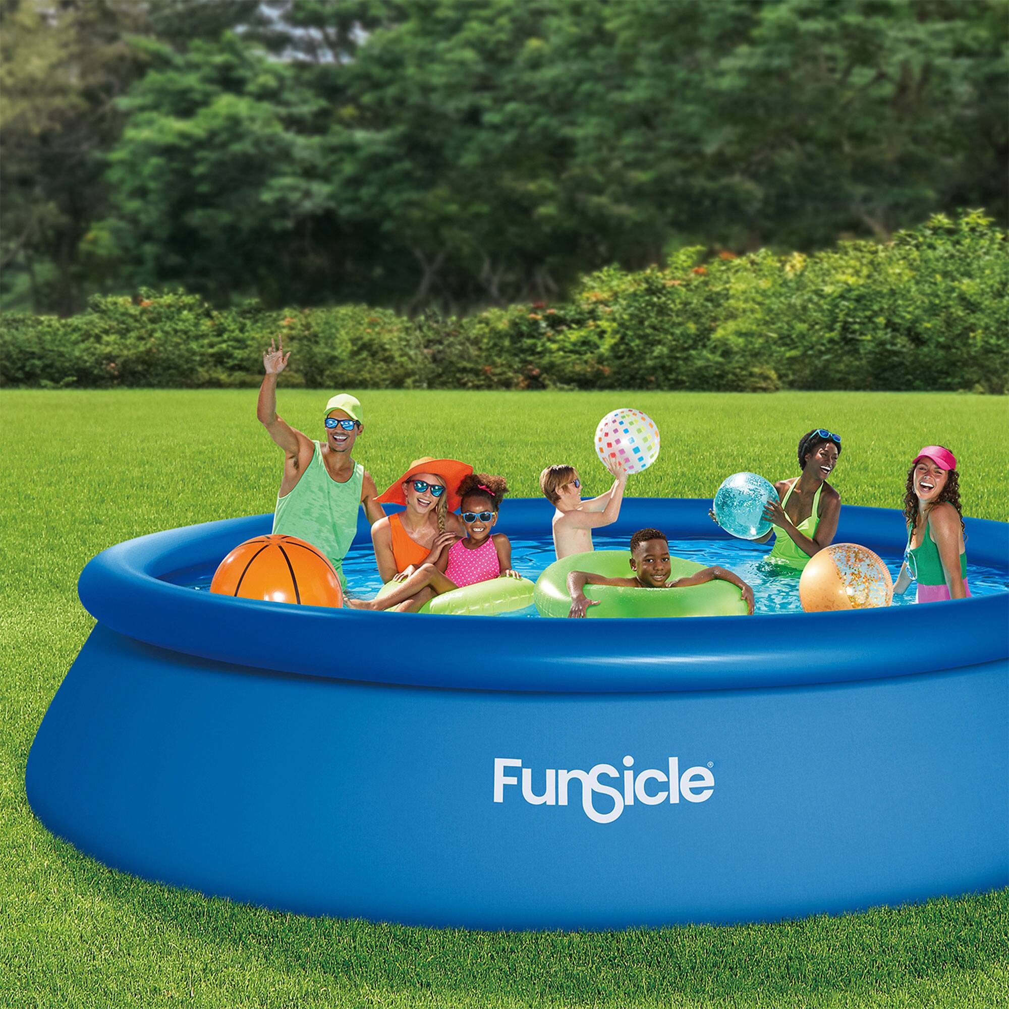 Alt View 1. Funsicle - Funsicle 15' x 36" QuickSet Inflatable Ring Top Outdoor Above Ground Pool w/Pump - Blue.