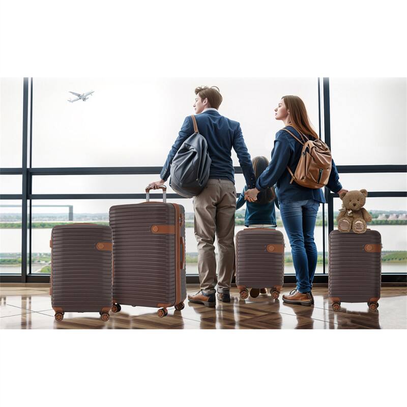 Alt View 5. HTUTWOO - 4 Piece Luggage Set - ABS Hard Shell Expandable Suitcase with Packing Cubes, TSA Lock, Spinner Wheels, 16/20/24/28" - Brown.