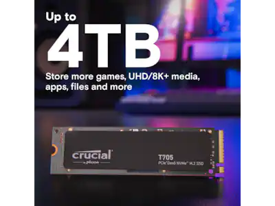 Crucial T705 1TB PCIe Gen5 NVMe SSD Up to 13600 MB/s Game Ready Crucial T705 1TB PCIe Gen5 NVMe SSD Up to 13600 MB/s Game Ready