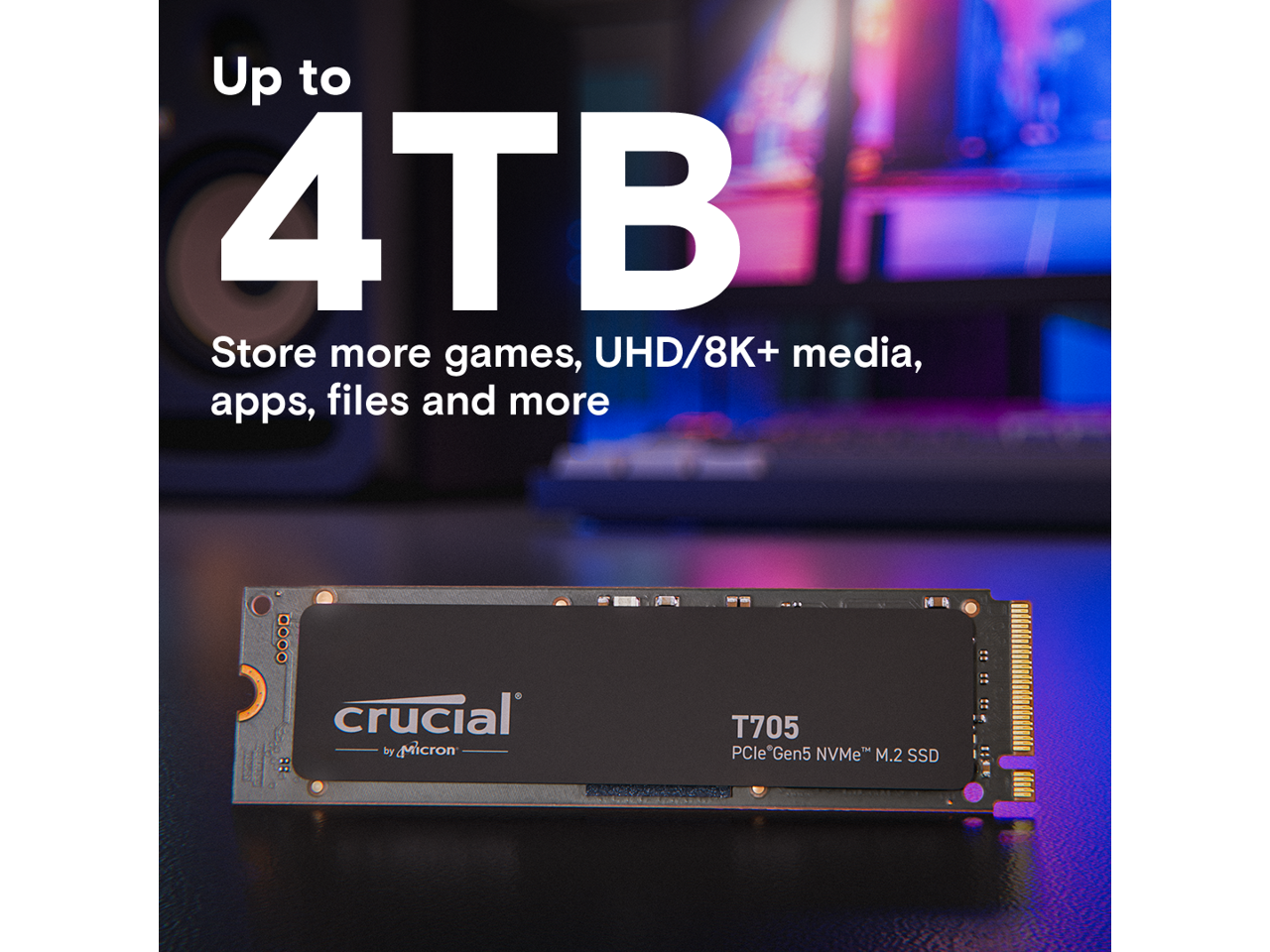 Crucial T705 1TB PCIe Gen5 NVMe SSD Up to 13600 MB/s Game Ready