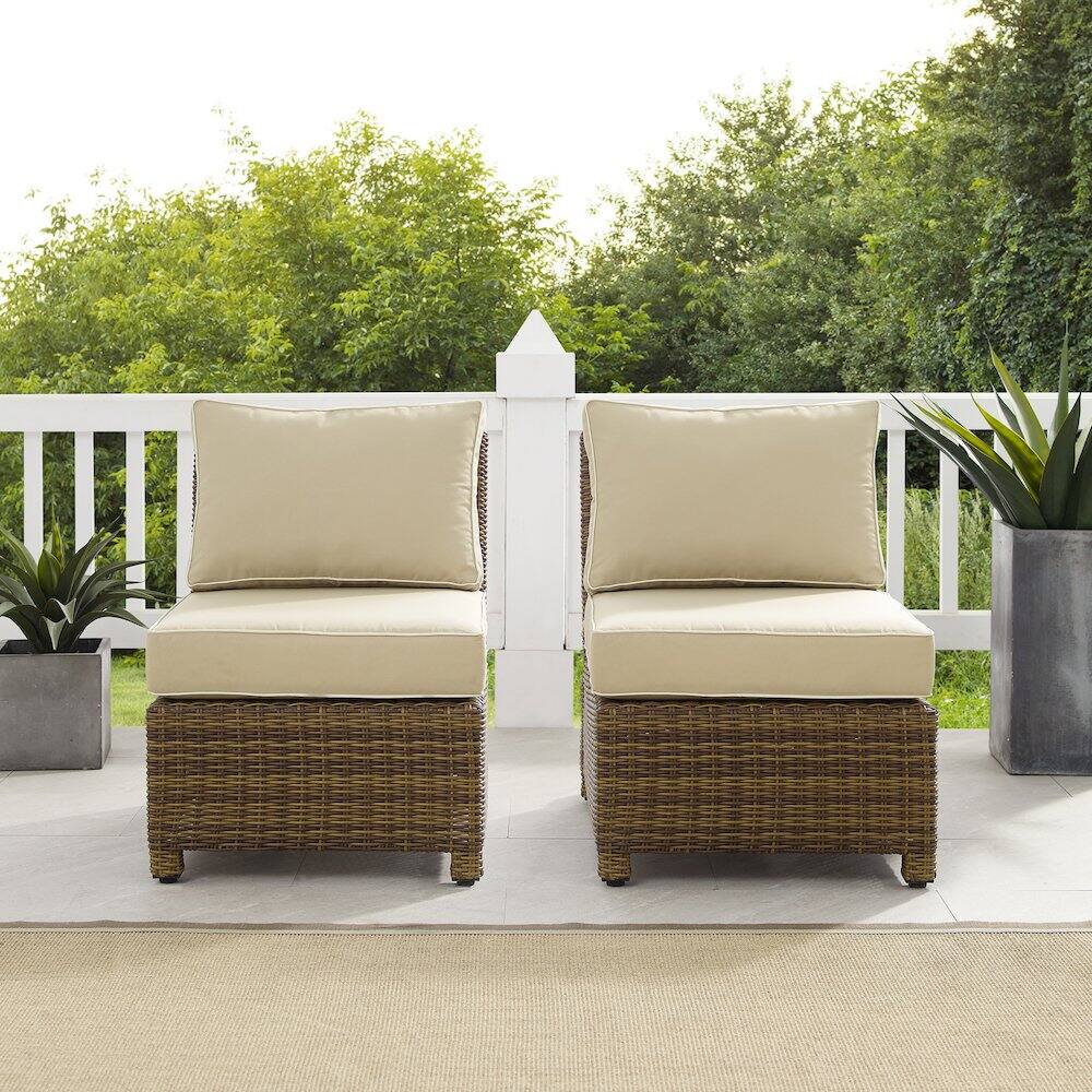 Alt View 8. Crosley Furniture - Bradenton 2Pc Armless Wicker Outdoor Chair Set - 2 Armless Chairs - Sand.