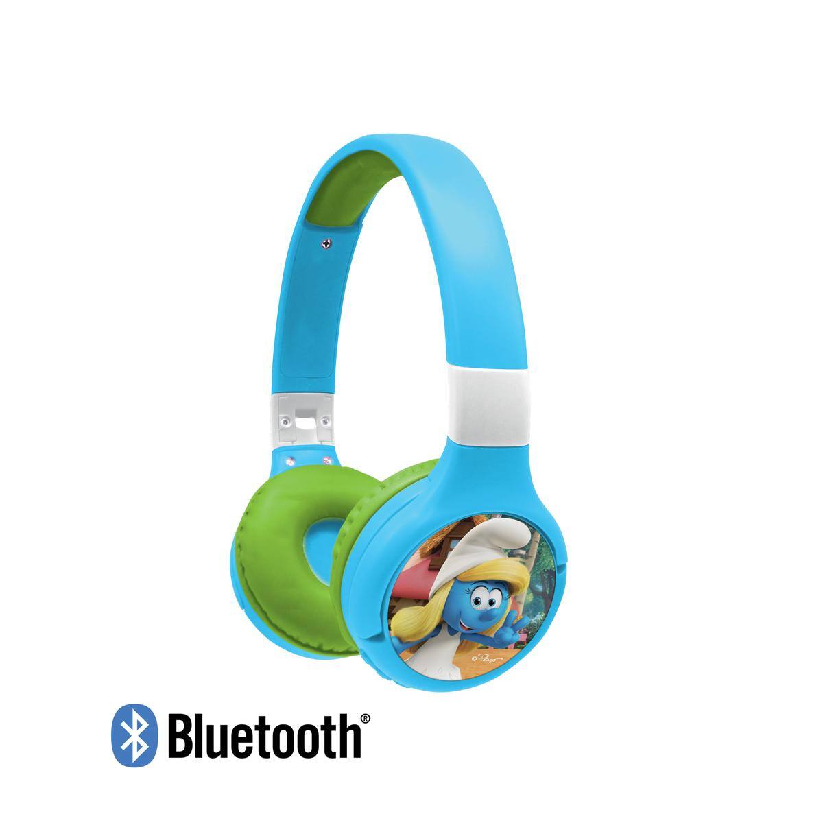 Alt View 3. Lexibook - 2 in 1 Bluetooth® and Wired comfort foldable Headphones with safe volume limitation The SMURFS Design.