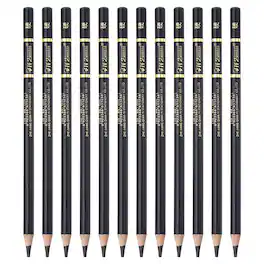Unique Bargains - 12pcs Drawing Pencils, Hard Refill Sketch Pencils, Graphite Art Pencil Set Pro Lead for Painting, Shading, Office - Black