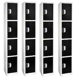 AdirOffice - Storage Locker 629-Series 72" H 4-Tier Steel Digital Lock 4-Shelf Locker, 4/Pack - Black
