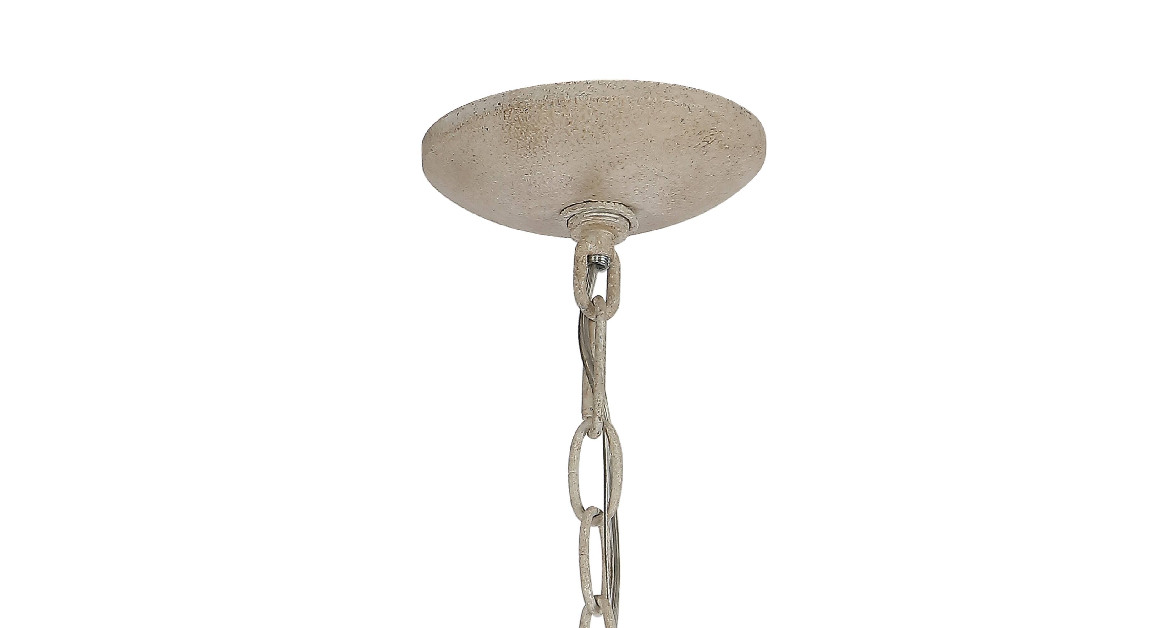 Alt View 5. Jonathan Y - Gatsby 23" 4-Light Adjustable Iron Rustic Glam LED Pendant, Antiqued White - White.