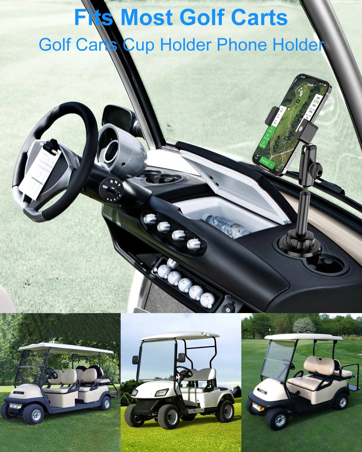 Fits Most Golf Carts  
Golf Carts Cup Holder Phone Holder