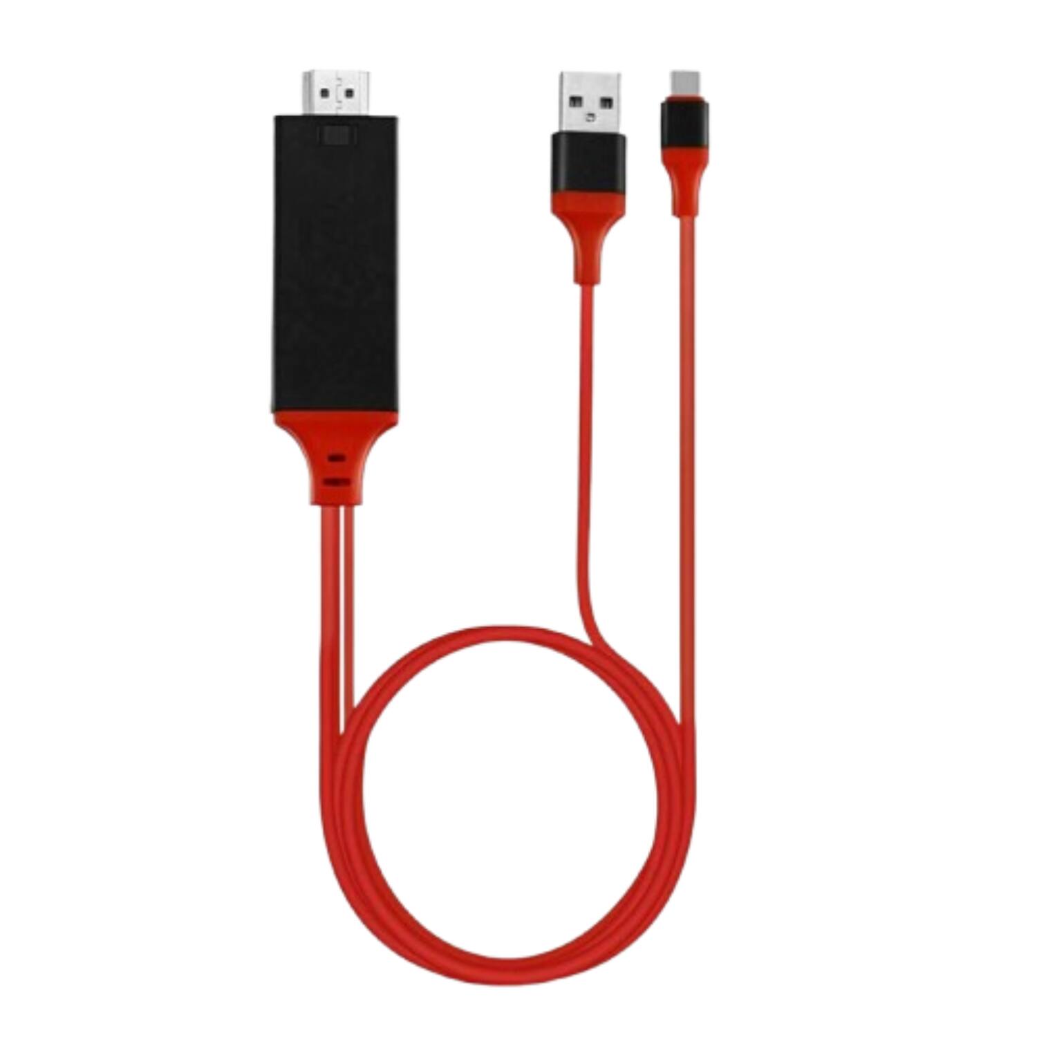 Front. Stock Preferred - USB-C/USB-A to HDMI Cable Red HDTV 4K 60Hz HDMI for Samsung, MacBook, Android & iPhone.
