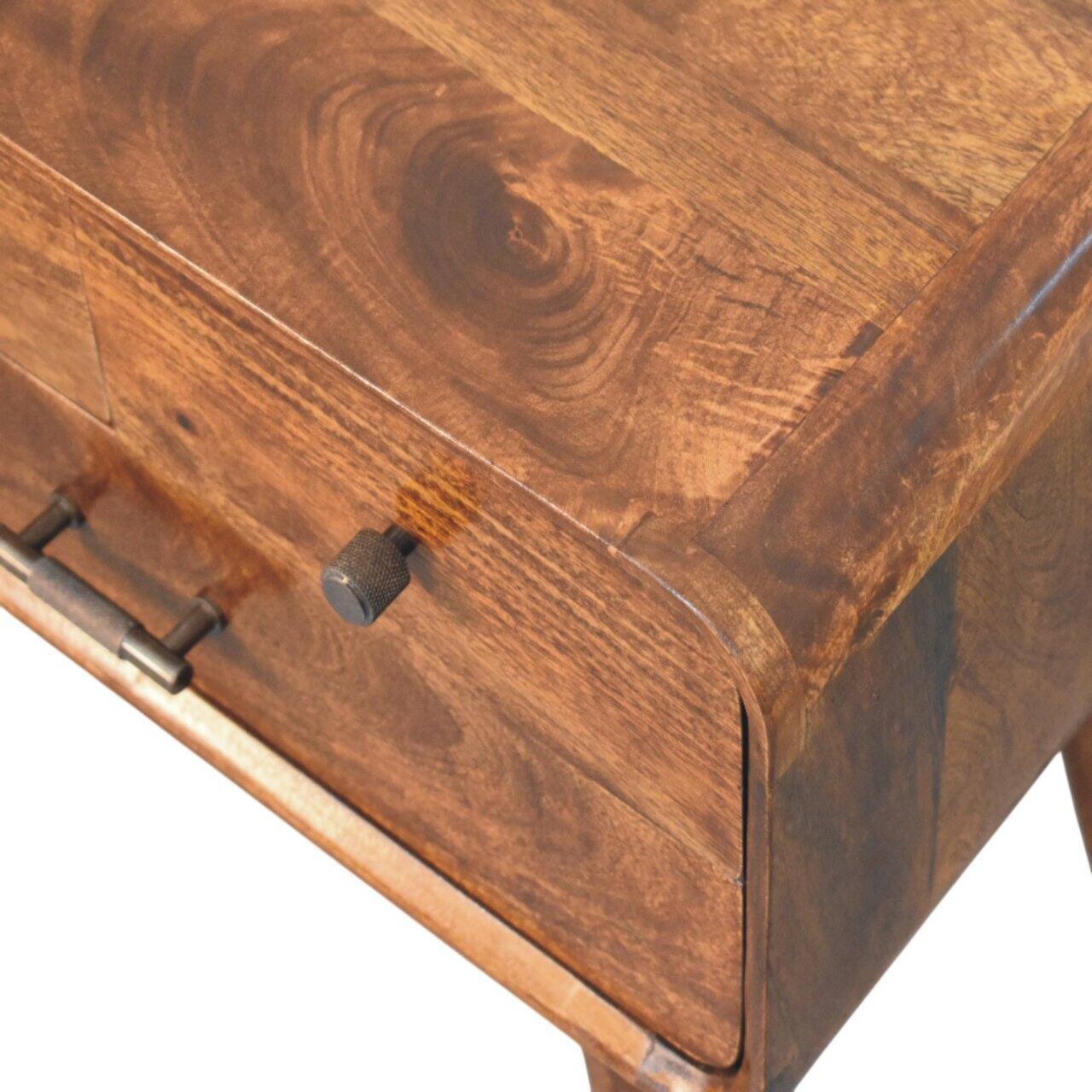 Alt View 1. Artisan Furniture - Artisan Furniture Solid Wood Avora 3-Drawer Chestnut Nightstand, Nordic Legs, Brown - Brown.