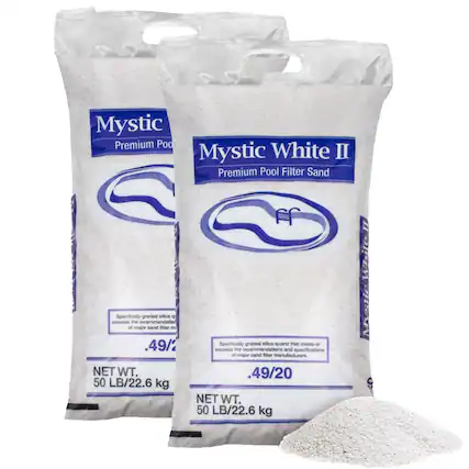 Mystic White II Premium Pool Filter Sand
Specifically graded silica quartz that meets or exceeds the recommendations and specifications of major sand filter manufacturers.
.49/20
NET WT. 50 LB/22.6 kg