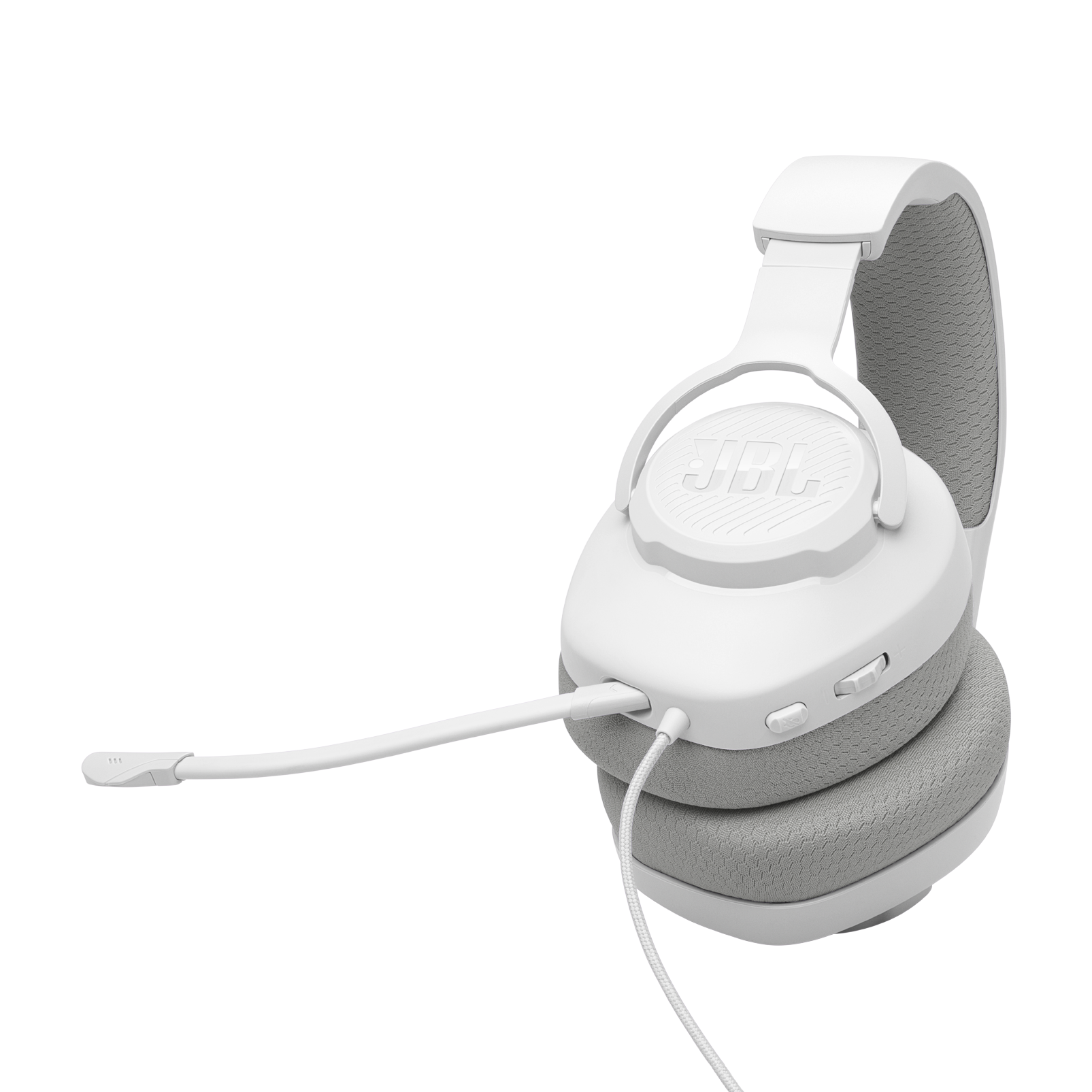 Alt View 4. JBL - JBL Quantum 100M2 Over Ear Gaming Headphones (White) - White.
