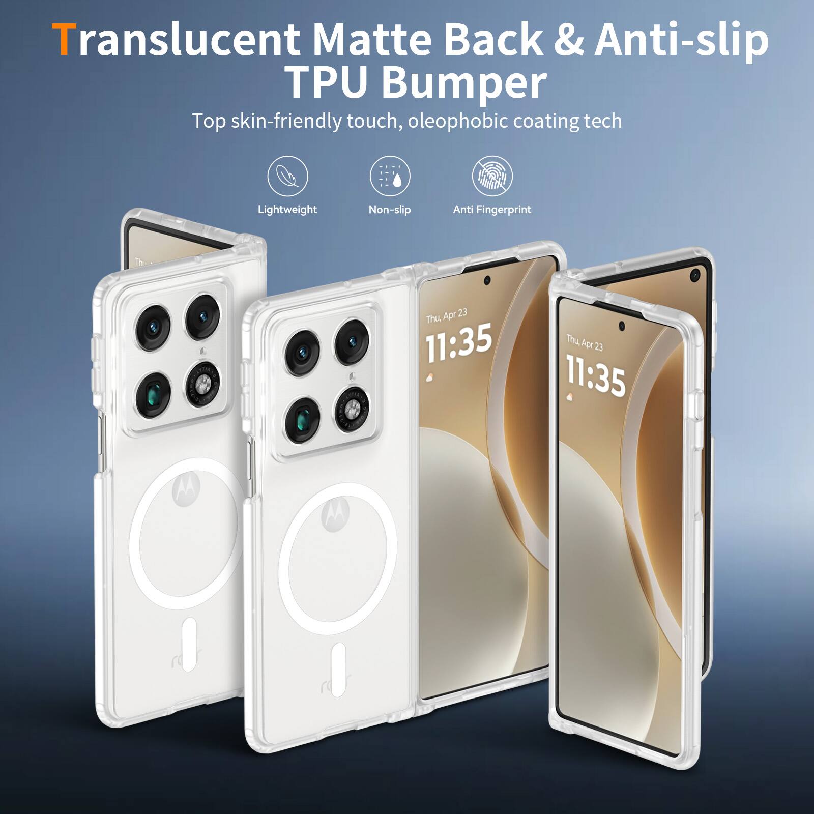 Translucent Matte Back & Anti-slip TPU Bumper  
Top skin-friendly touch, oleophobic coating tech  
Lightweight  
Non-slip  
Anti Fingerprint  

Apr 23 Thu 11:35