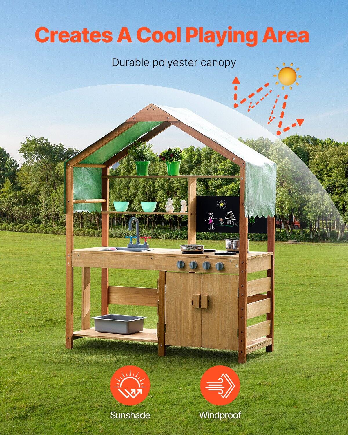 Creates A Cool Playing Area  
Durable polyester canopy  

Sunshade  
Windproof