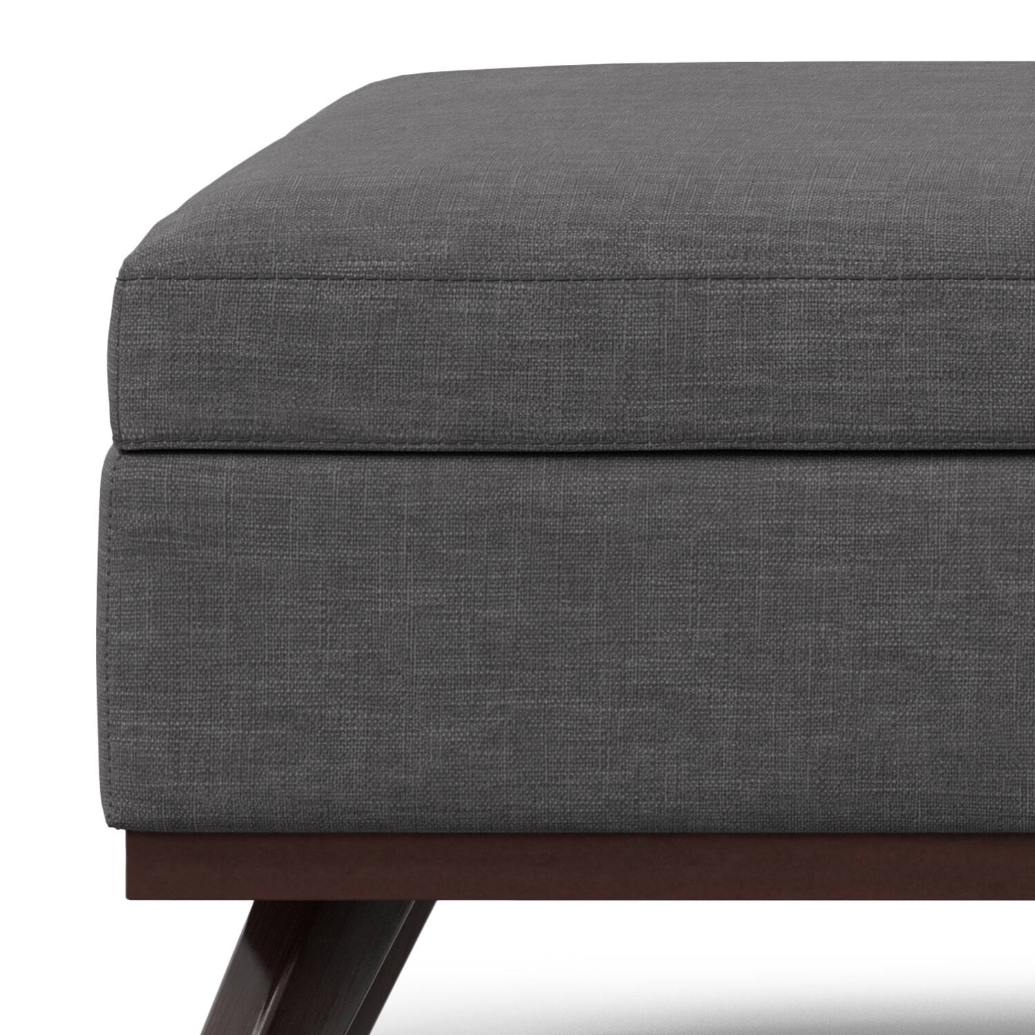 Alt View 9. Simpli Home - Owen 40 inch Wide XL Square Coffee Table Storage Ottoman in Slate Grey Polyester Fabric - Slate Grey.