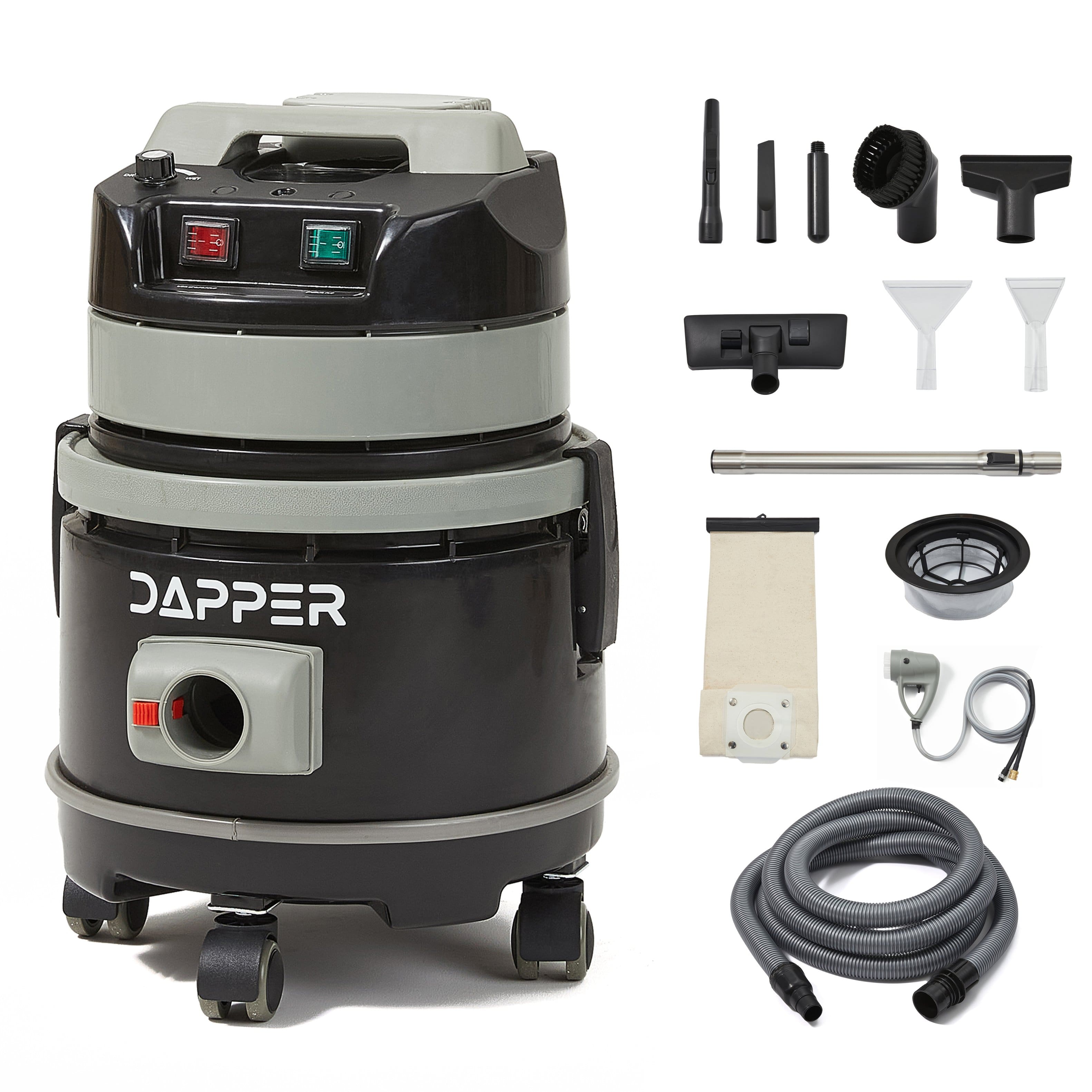 Dapper Supply - Commercial Wet/Dry Vacuum Cleaner with Soap Dispensing Brush, 1 Gal. Solution & 3 Gal. Recovery Tanks - Black
