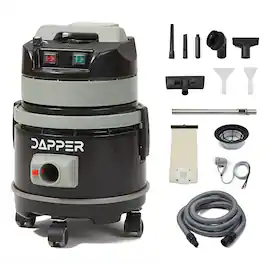 Dapper Supply - Commercial Wet/Dry Vacuum Cleaner with Soap Dispensing Brush, 1 Gal. Solution & 3 Gal. Recovery Tanks - Black
