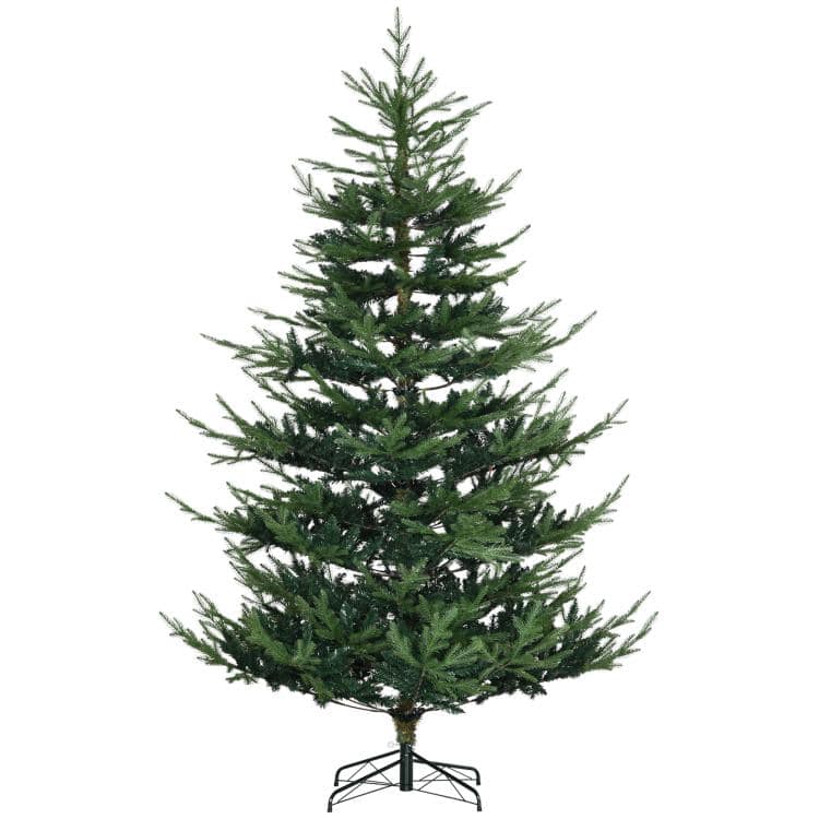 PULUZ - 7.5 Foot Artificial Christmas Tree, Nordic Pine Hinged Xmas Tree with 1218 Realistic Branches, Wide Steel Base, Auto Ope - Green