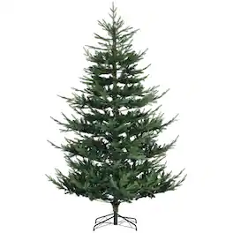 PULUZ - 7.5 Foot Artificial Christmas Tree, Nordic Pine Hinged Xmas Tree with 1218 Realistic Branches, Wide Steel Base, Auto Ope - Green