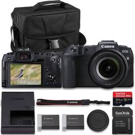Bundle - Canon - EOS RP Camera with RF 24-105mm STM Lens, Extra Battery, 64GB Card & Case - Black
