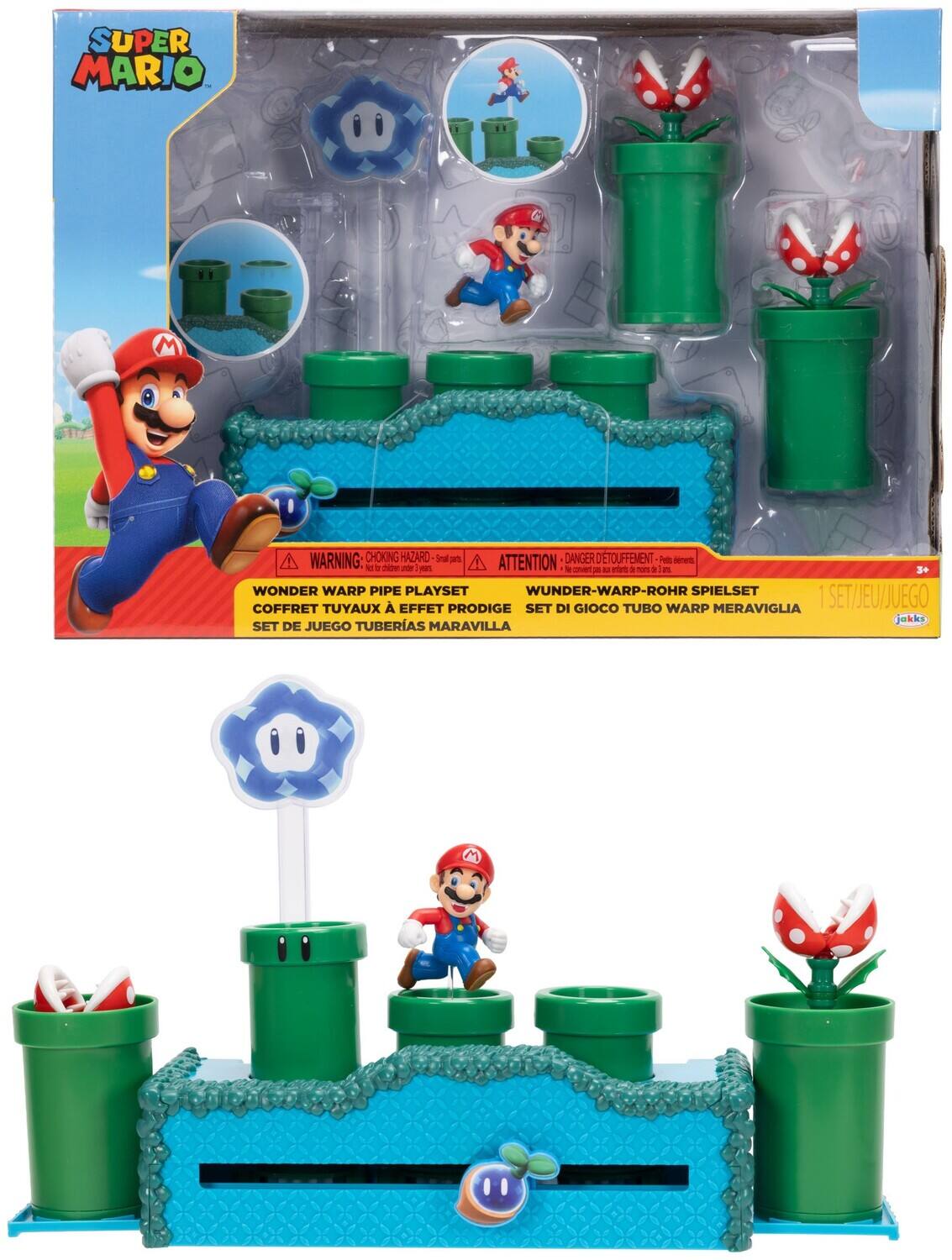 SUPER MARIO

WARNING: CHOKING HAZARD Small parts. Not for children under 3 years. ATTENTION: DANGER DETOUFFEMENT - Peut être dangereux pour les enfants de moins de 3 ans. 

WONDER WARP PIPE PLAYSET
COFFRET TUYAUX À EFFET PRODIGIEUX
SET DE JUEGO TUBERÍAS MARAVILLA

WUNDER-WARP-ROHR SPIELSET
SET DI GIOCO TUBO WARP MERAVIGLIA