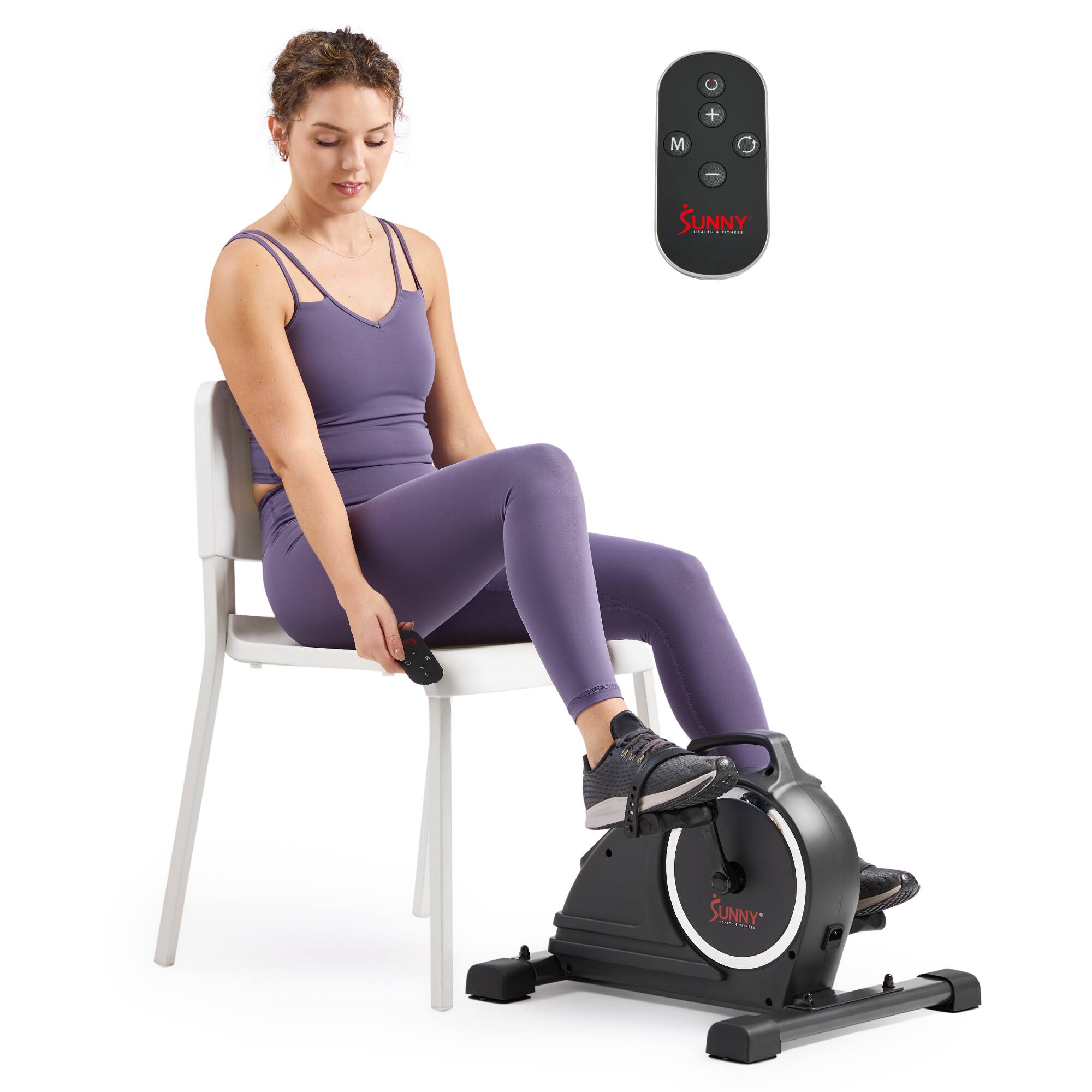 Sunny Health & Fitness - Premium Smart Motorized Mini Exercise Bike - Dark Gray
