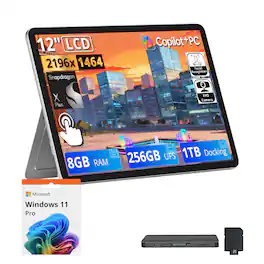 Microsoft - Surface Pro Tablet,12" LCD Touch Display,Snapdragon X Plus,8GB RAM,256GB UFS+1TB Dock Set,Win 11 Pro - Platinum