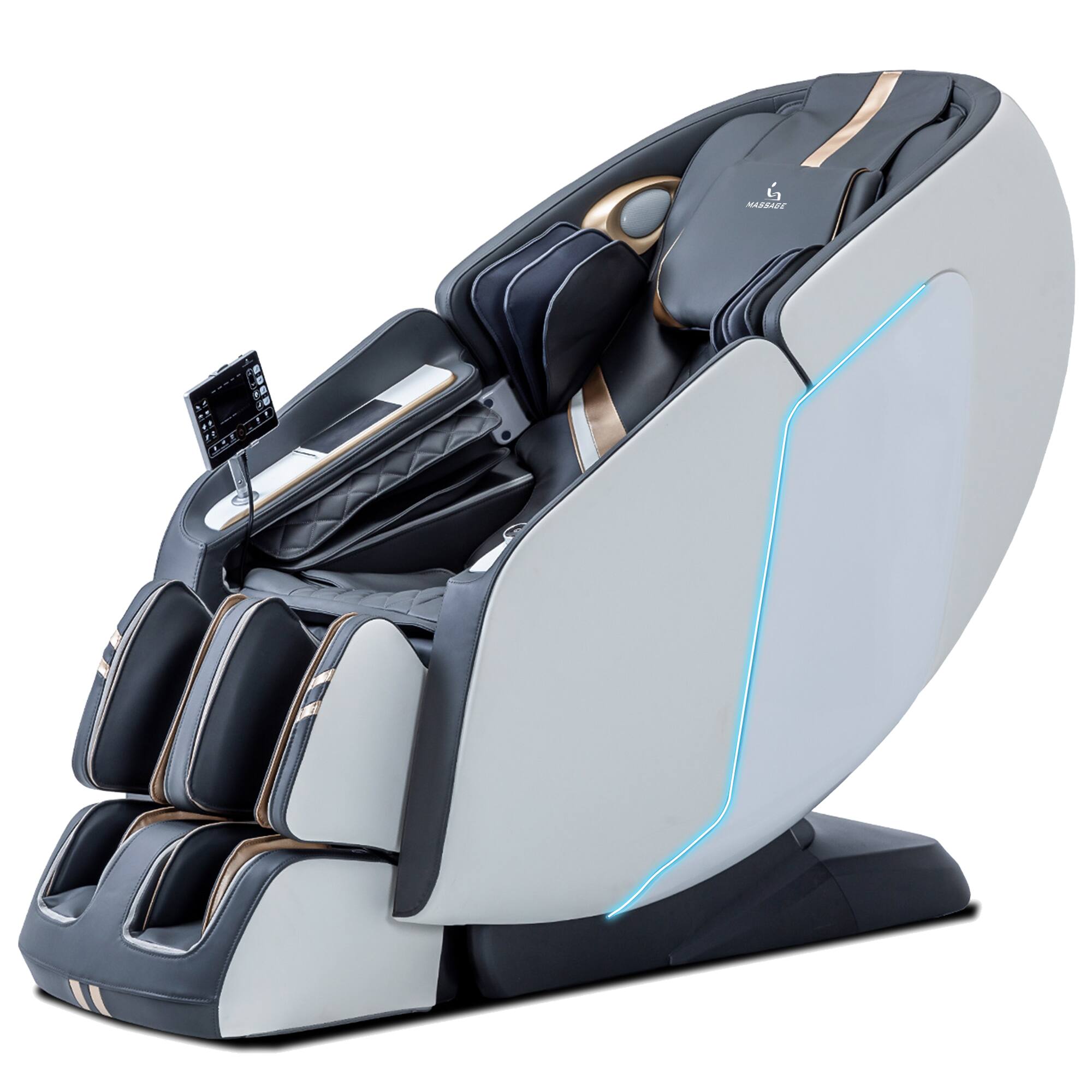 Front. MassaMax - MassaMAX MT398 4D Massage Chair 2025 Full Body Stretch, Extended Footrest ,Foot Rollers Massage,Heat Therapy,White - White.