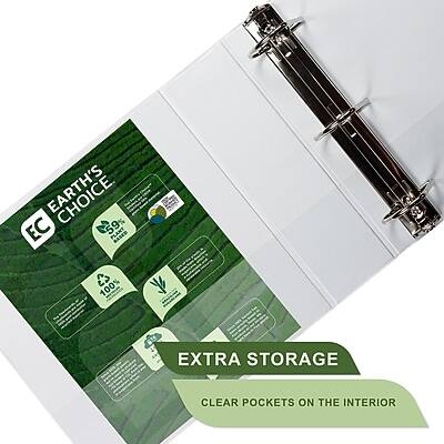 EARTH'S CHOICE  
EC  
100% RECYCLED  
100% RECYCLED  
100% RECYCLED  
EXTRA STORAGE  
CLEAR POCKETS ON THE INTERIOR