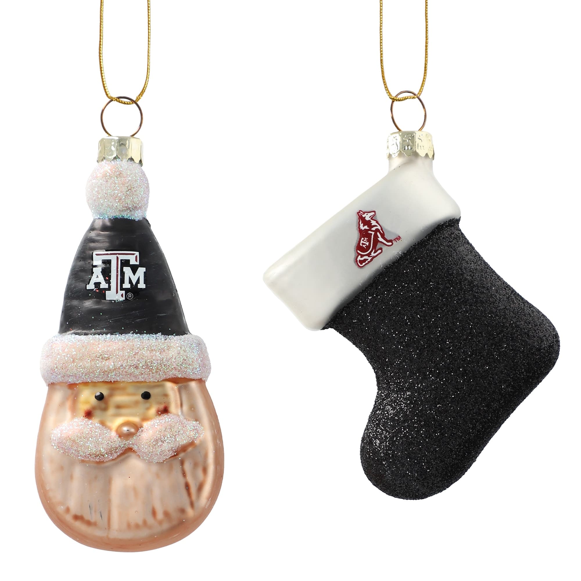 The Memory Company - Texas A&M Aggies Two-Pack Santa & Stocking Blown Glass Ornament Set - Multicolor