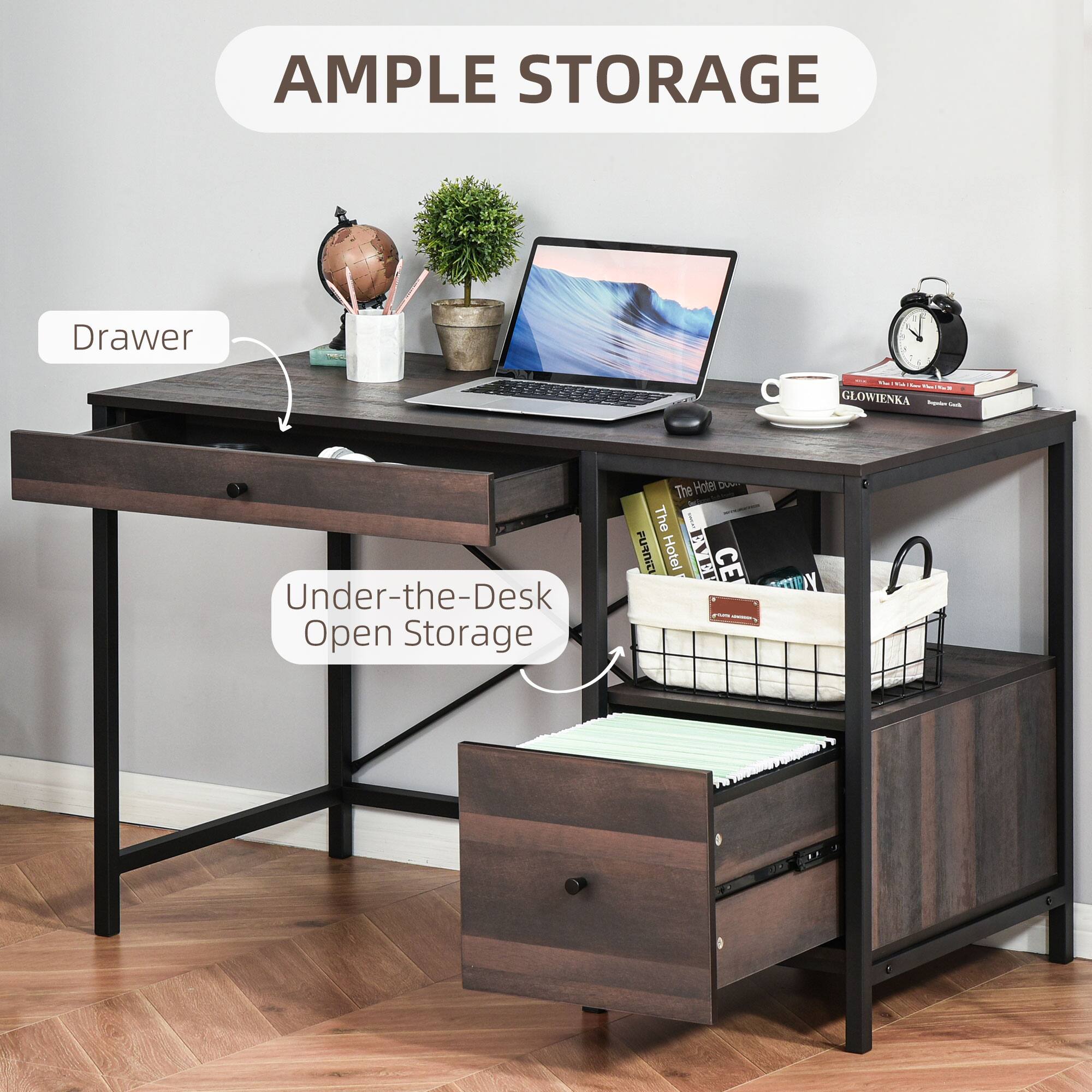 AMPLE STORAGE

Drawer

Under-the-Desk Open Storage