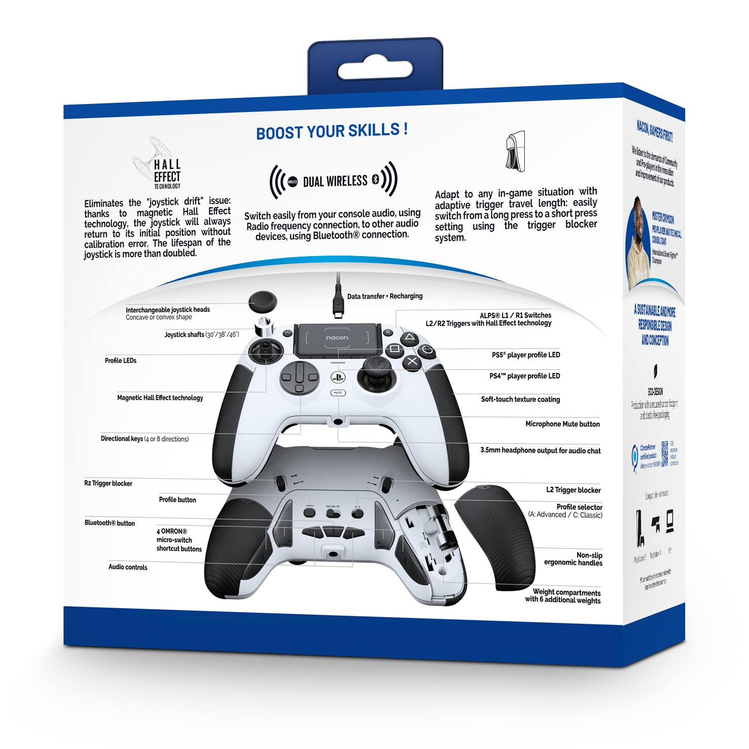 Nacon Revolution 5 Pro Wireless Controller for PS5, PS4 and PC White ...