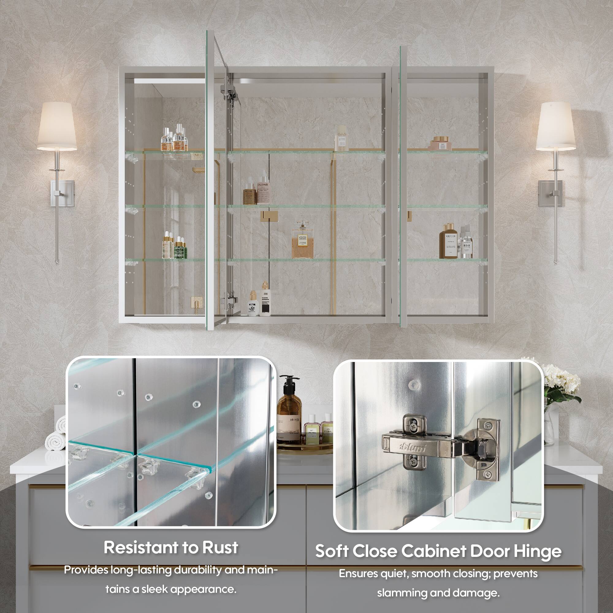 - Resistant to Rust: Provides long-lasting durability and maintains a sleek appearance.
- Soft Close Cabinet Door Hinge: Ensures quiet, smooth closing; prevents slamming and damage.
