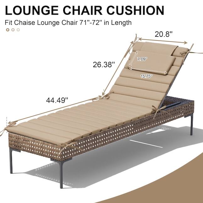 LOUNGE CHAIR CUSHION  
Fit Chaise Lounge Chair 71"-72" in Length  
20.8" x 26.38" x 7.09" x 15.75" x 44.49"