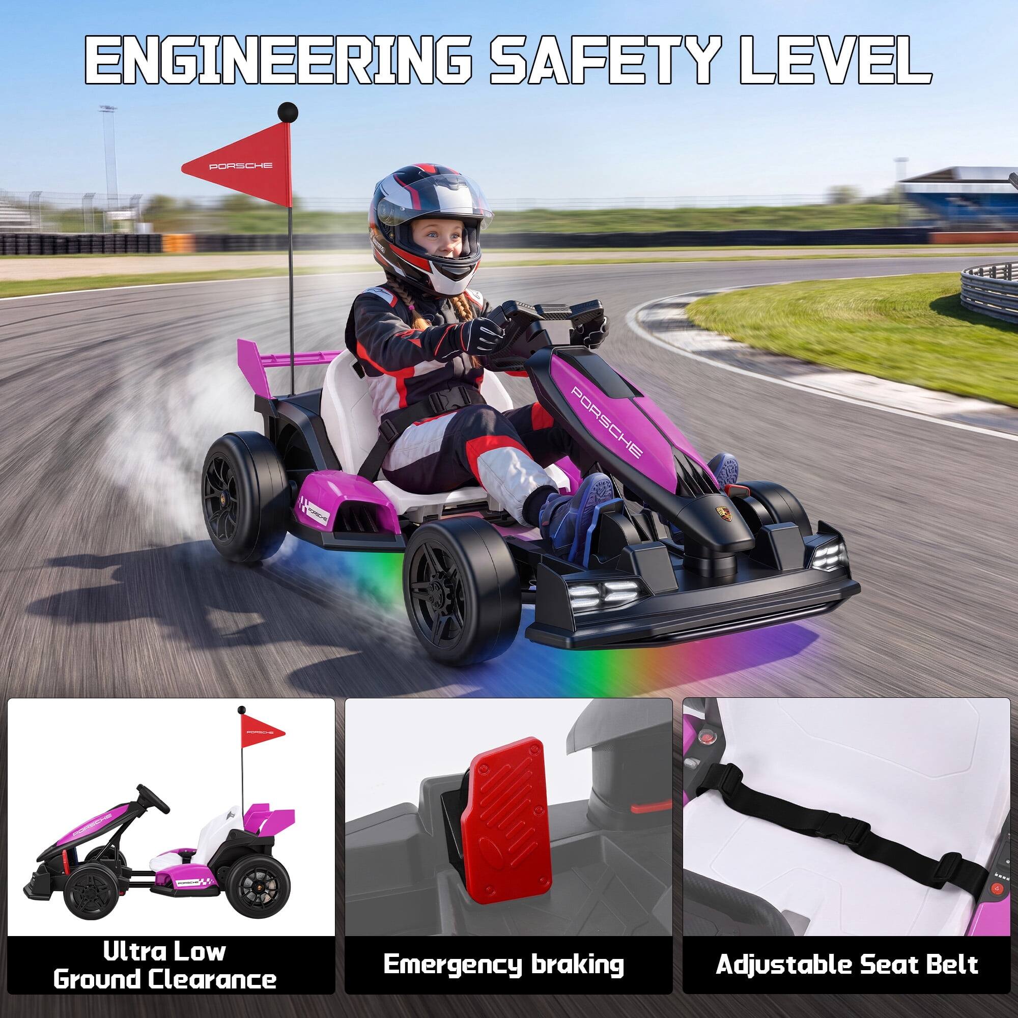 ENGINEERING SAFETY LEVEL

PORSCHE

Ultra Low Ground Clearance
Emergency braking
Adjustable Seat Belt
